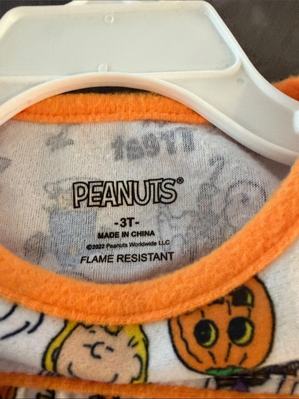 Peanuts Halloween Print White Nightgown with Orange Trim